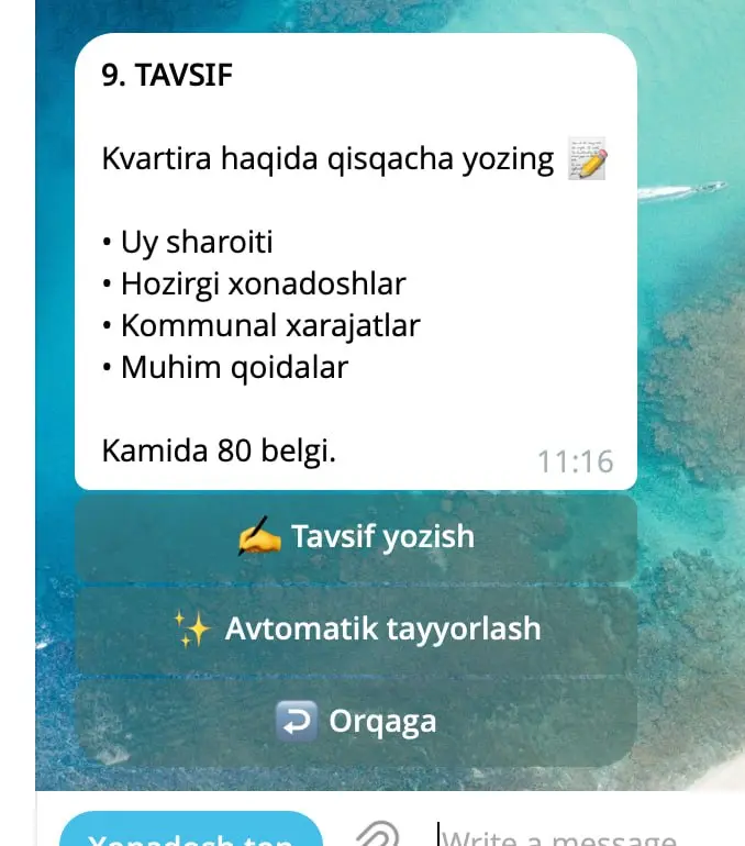 Sergelidagi 0 xonali kvartiraning asosiy xonasi
